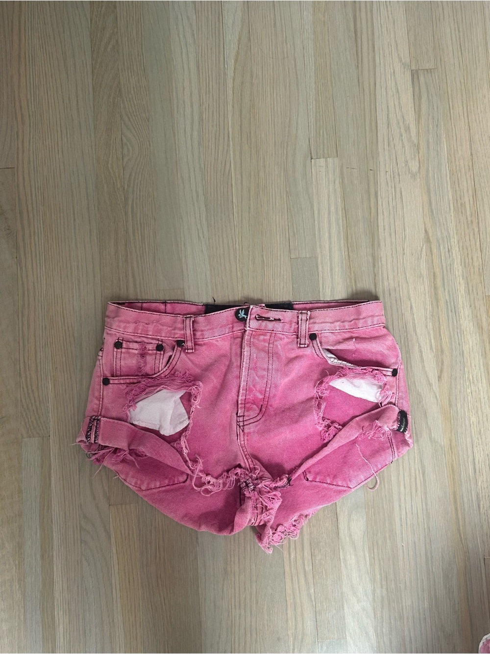 One Teaspoon Pink Denim Shorts